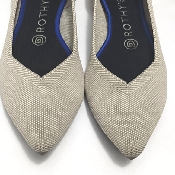 Rothy's knit Point Toe Light Gray Flat Shoes - Picture 3 of 11